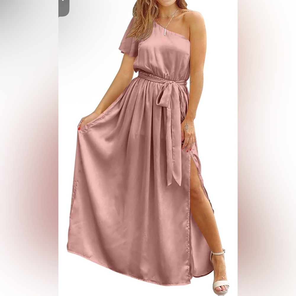Kirundo  Women’s Satin one Shoulder Maxi Dress